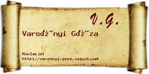 Varsányi Géza névjegykártya