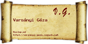 Varsányi Géza névjegykártya